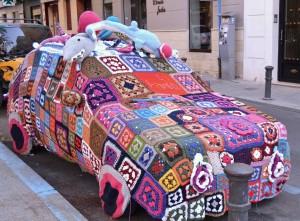 Yarn bombing a car