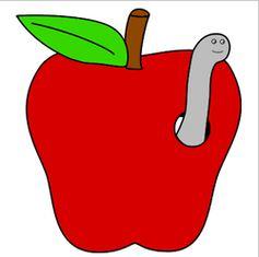 Apple with worm pepping out