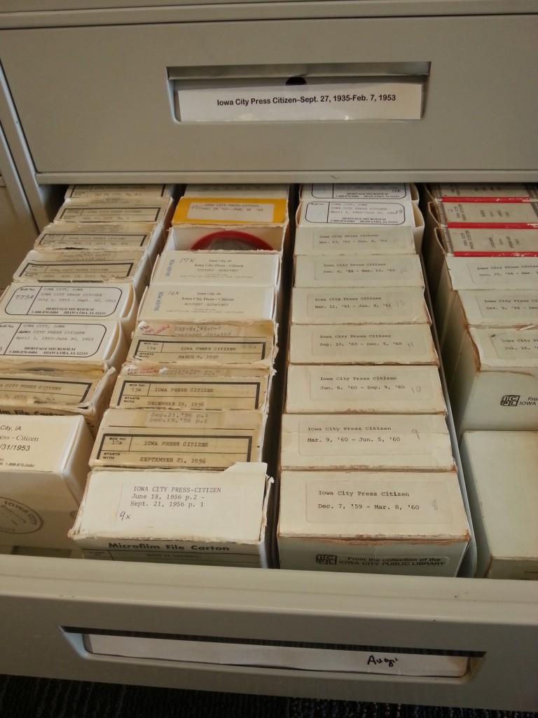 Boxes of microfilm
